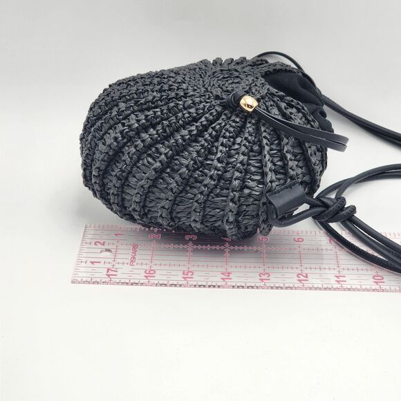 H&M RARE Shell Shaped Straw Rattan Drawstring Crossbody Bag - Picture 10 of 11